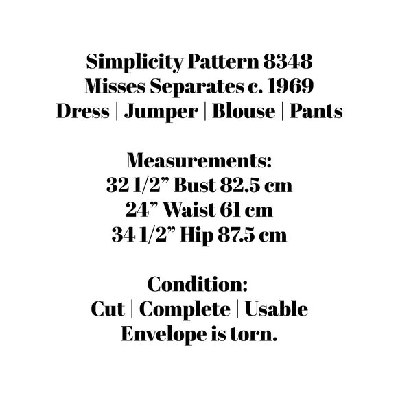 Late 60s Misses' Separates Simplicity Sewing Pattern 8348 Bust 32 1/2 Modern 2 - Picture 11 of 12